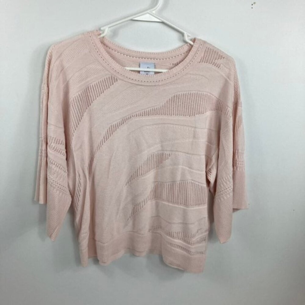 Womens Cabi Sweater Cotton Wide Sleeve Pink Peach XS